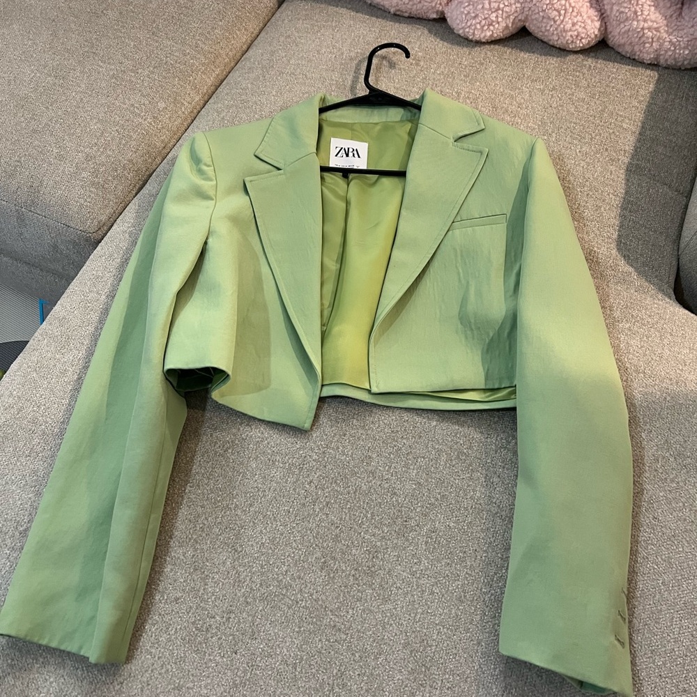 Zara Green Cropped Blazer
